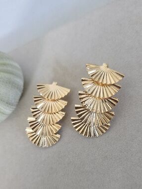Gold Filled Cascading Fans Earrings